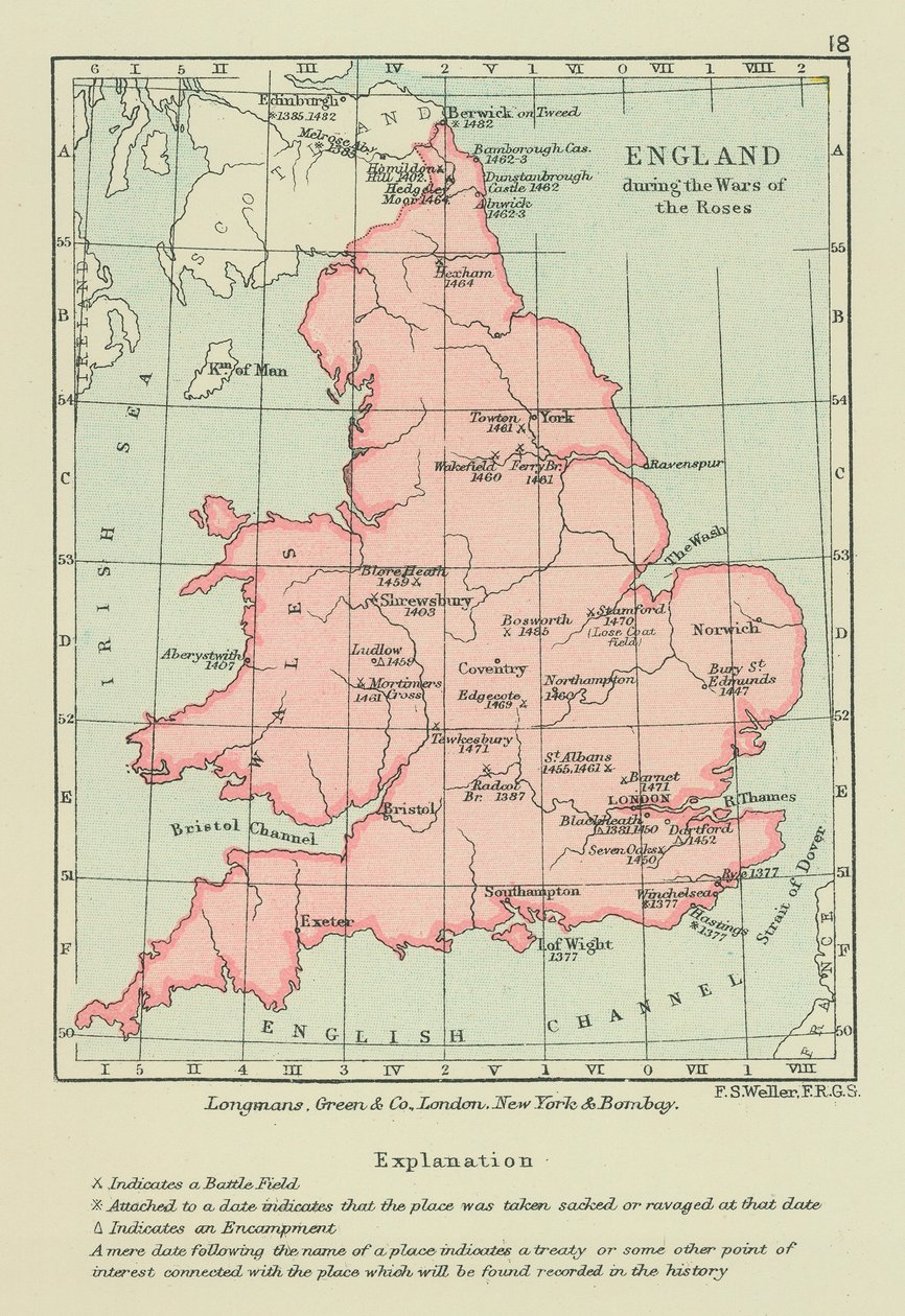 England under rosekrigene (farvelitografi) af English School