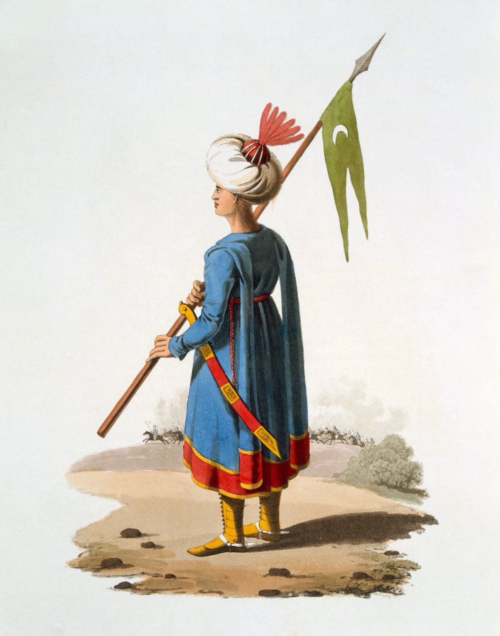 Ensign Bearer of the Spahis, 1818 (farvet akvatint) af English School