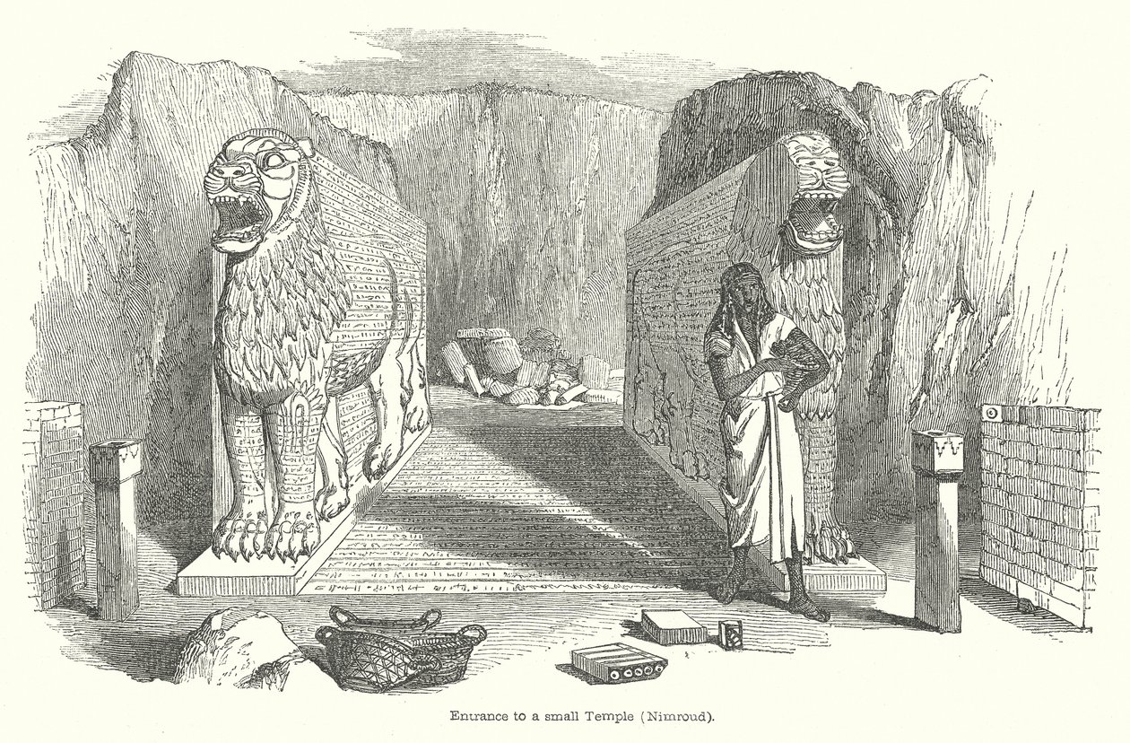 Indgang til et lille tempel (Nimroud) (gravering) af English School
