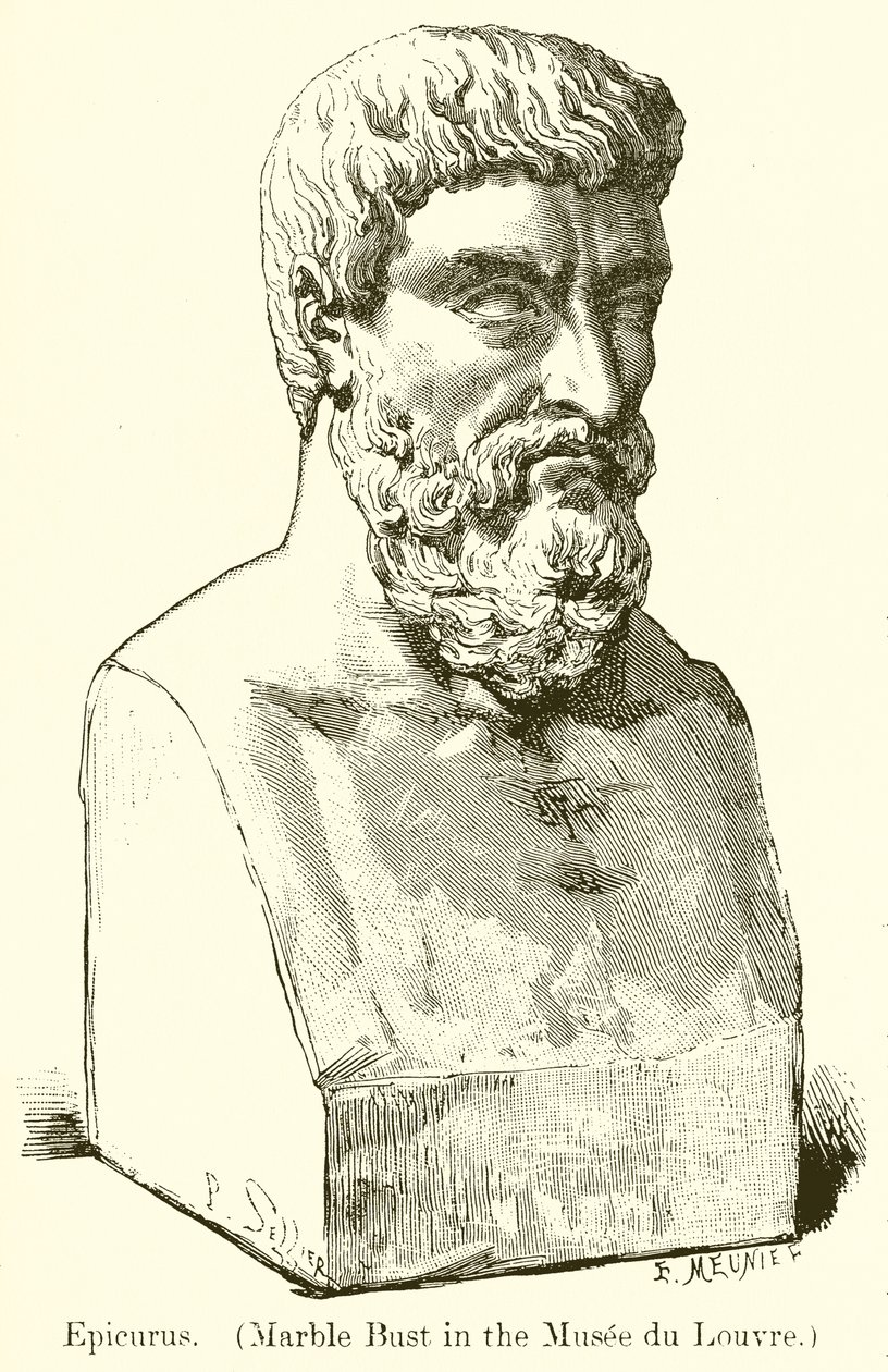 Epikur. (Marmorbuste i Musee du Louvre) (kobberstik) af English School