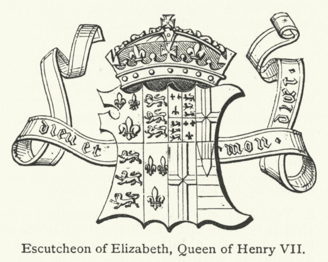Våbenskjold af Elizabeth, dronning af Henry VII (gravering) af English School