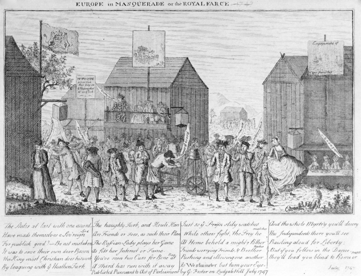 Europe in Masquerade, eller den kongelige farce, af G. Foster, 1747 af English School