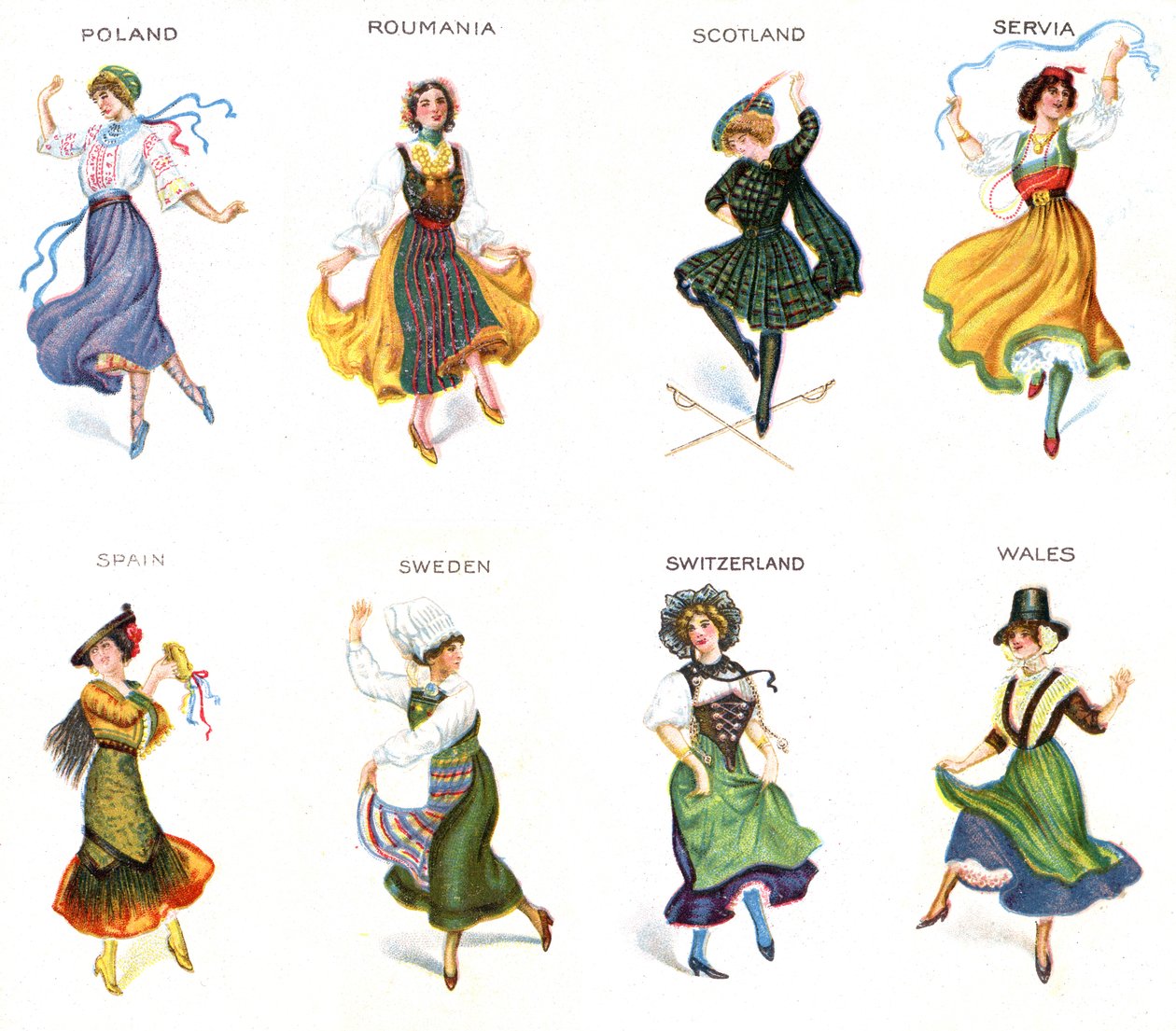 Europæiske dansere, cigaretkort, 1915 (se også 473602) af English School