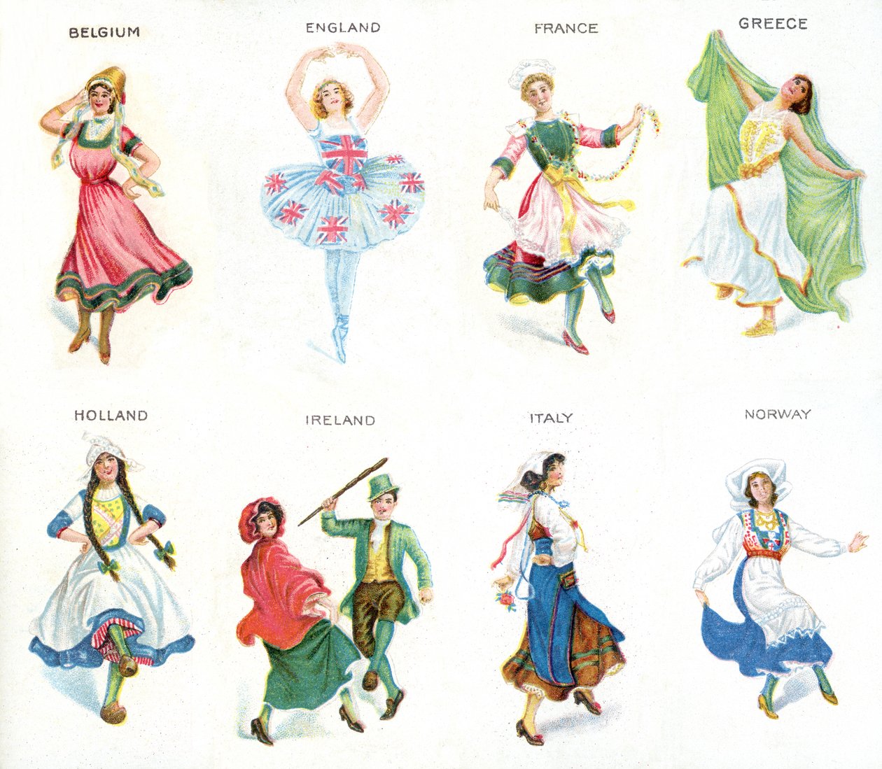Europæiske dansere, cigaretkort, 1915 (se også 473603) af English School
