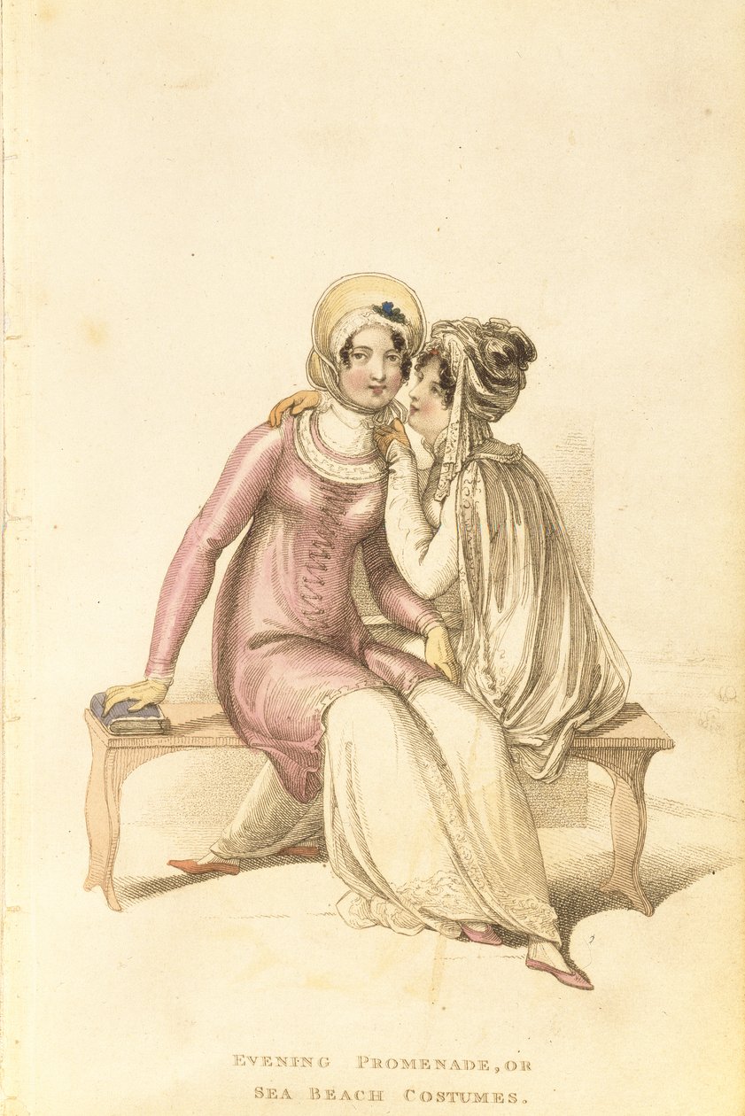 Aften-, promenade- eller strandkostumer, modetallerken fra Ackermanns Kunstdepot af English School