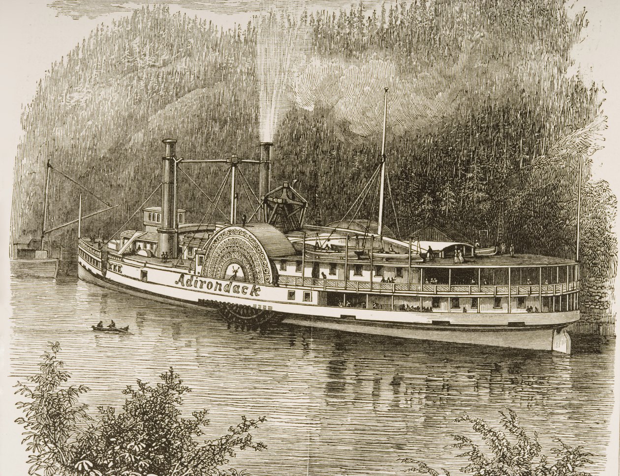 Udflugtsdamper på Hudson River, ca. 1870, fra "American Pictures" udgivet af Religious Tract Society, 1876 af English School