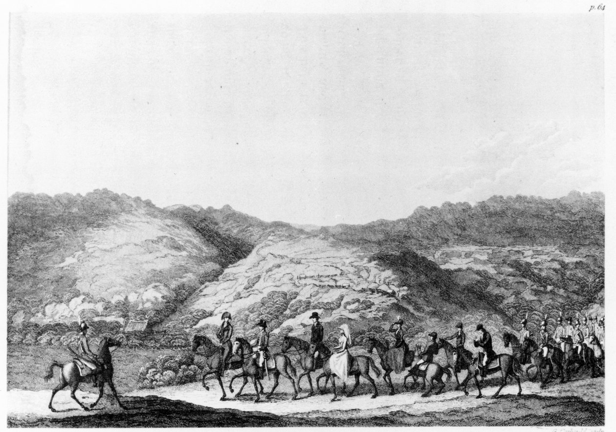 Ekspedition ind i baglandet ledet af de Mist, fra Rejser i det sydlige Afrika af Hinrich Lichtenstein, indgraveret af George Corbould, 1812 af English School