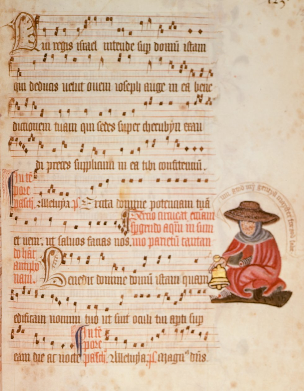 F.127 Nodeark med en tegning af en spedalsk, ca. 1400 (vellum) af English School