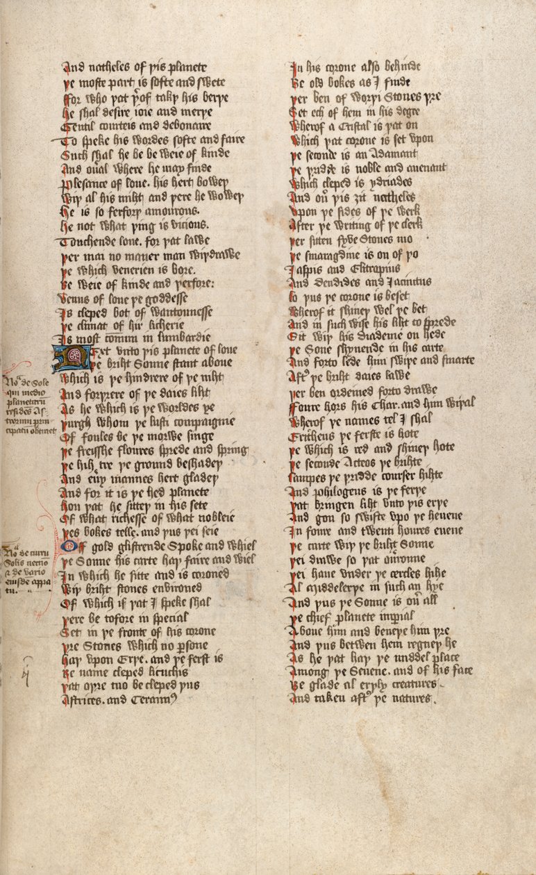 F151r fra Ms New Coll 266, De confessio amantis af John Gower (pen & blæk på vellum) af English School