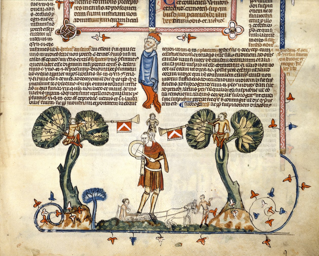 F.94 Mand, der spiller en fife og tromme, fra Smithfield Decretals, ca. 1340 (vellum) af English School