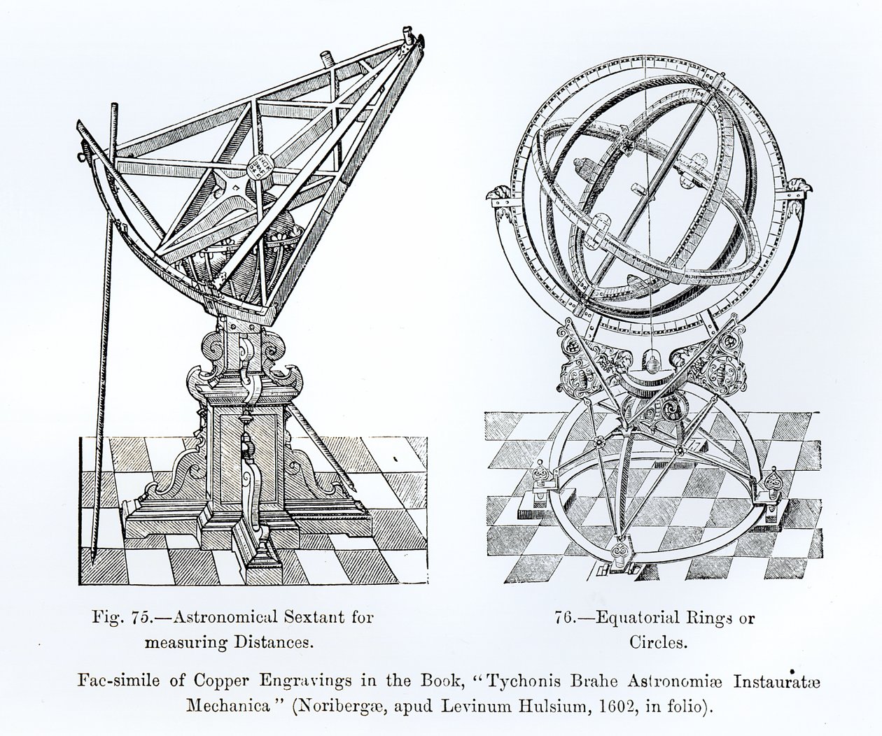 Faksimile af kobberstik fra Tychonis Brahe Astronomiae Instauratae Mechanica, 1602 af English School