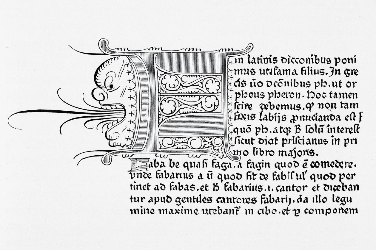 Faksimile af en side fra Catholicon, trykt af Johannes Gutenberg, Mainz, 1460 af English School