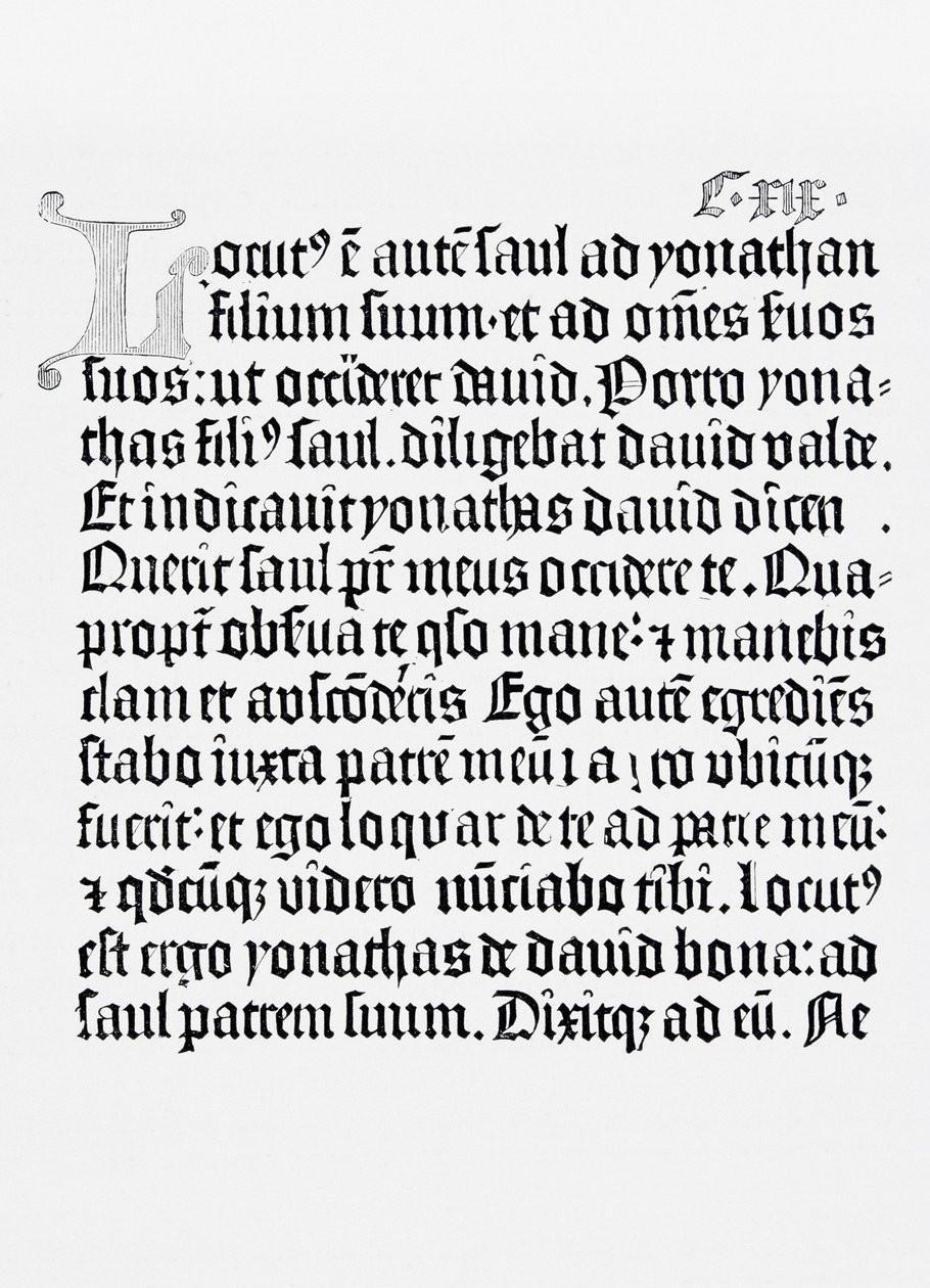 Faksimile af en side fra Bibelen, trykt af Johannes Gutenberg, Mainz, 1456 af English School