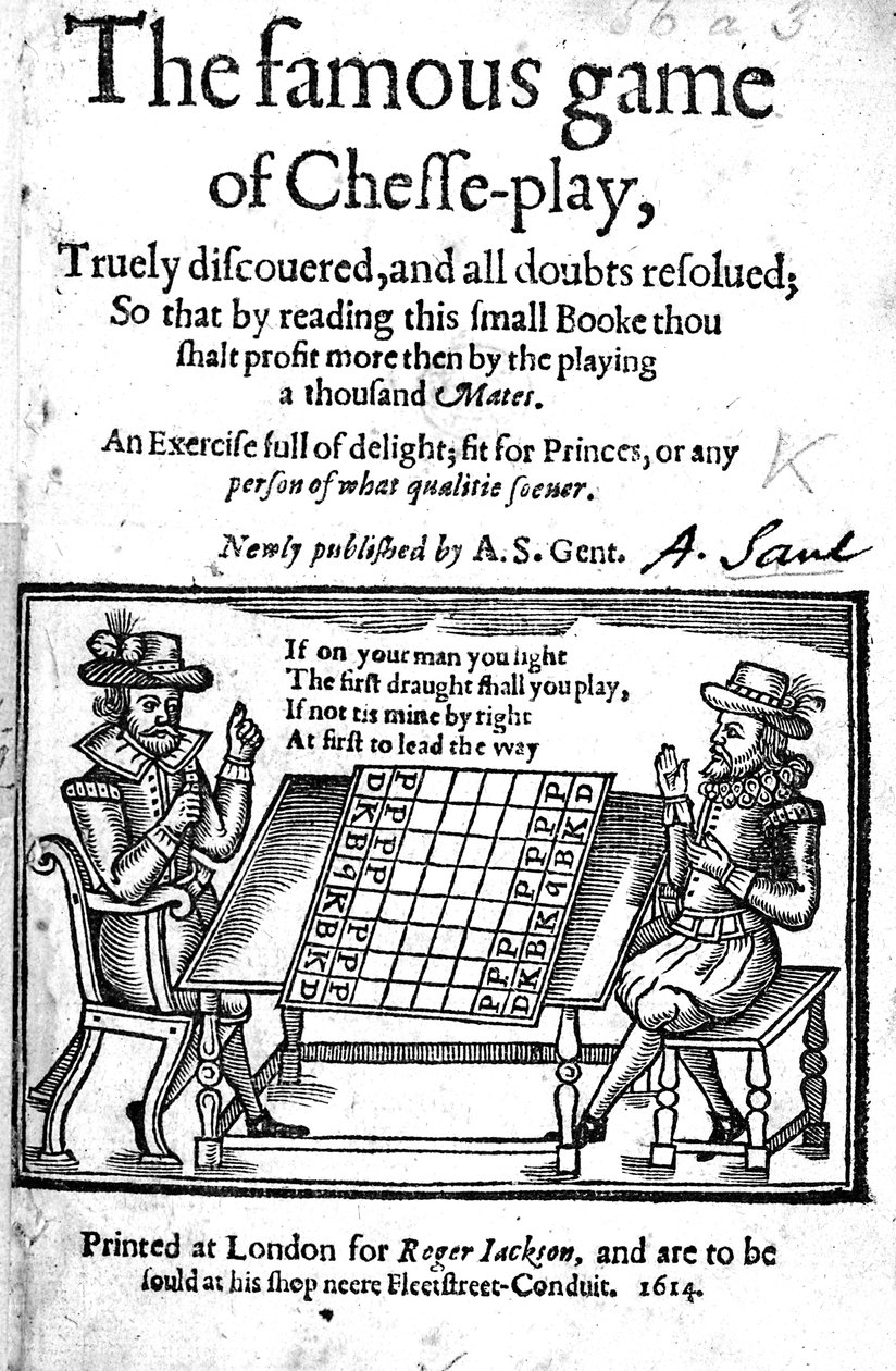 Berømt skakspil, 1614 (træsnit) af English School