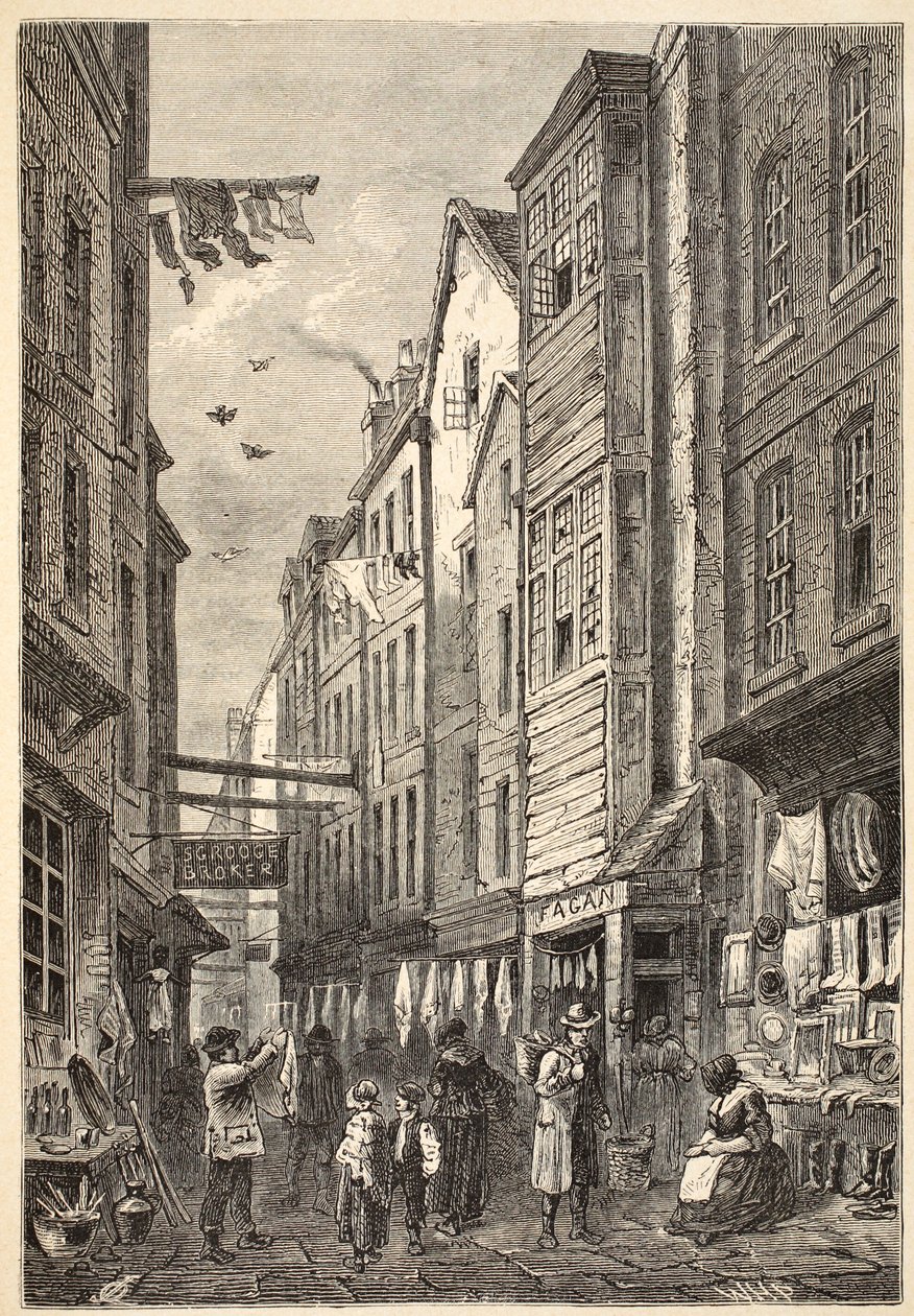 Field Lane omkring 1840 af English School