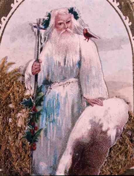 Figur af gammel vinter, victoriansk (farve litho) af English School