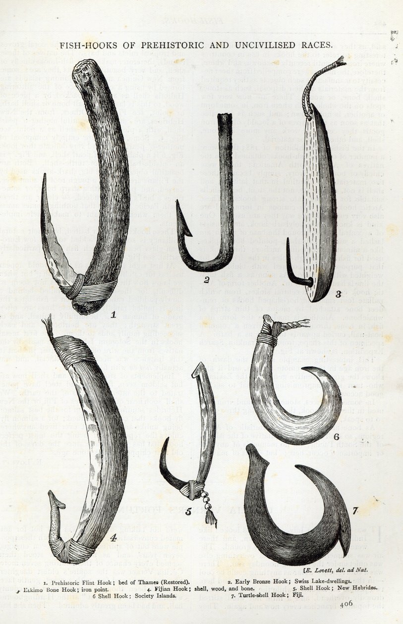 Fiskekroge af forhistoriske og uciviliserede racer, fra 