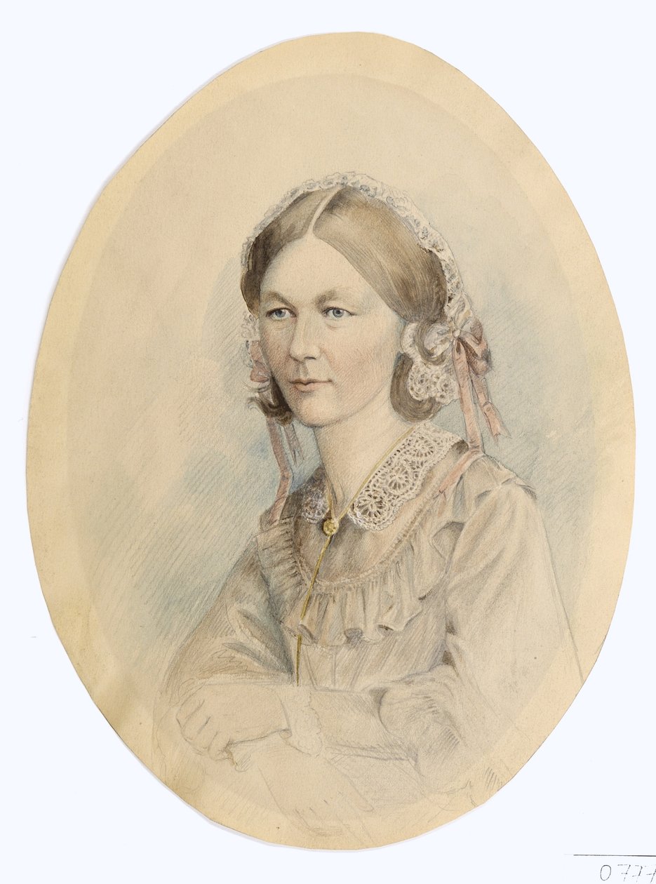 Florence Nightingale, efter et fotografi af Lenthall, 1956 (blyant og vask på papir) af English School