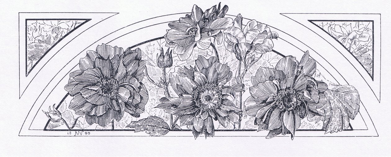Blomsterdesign, fra The Magazine of Art 1893, Cassell and Company, 1893 af English School
