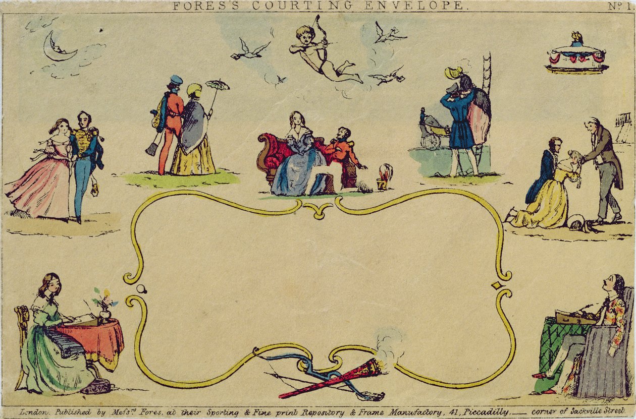 Forss Courting Envelope, pub. af herrer Fores, c. 1840 af English School
