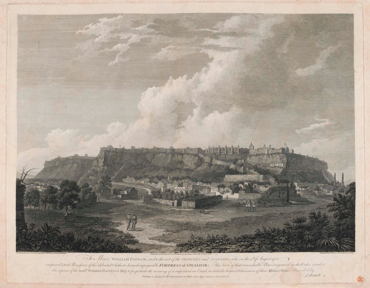 Fortress of Gwalior (streggravering, farvet) af English School