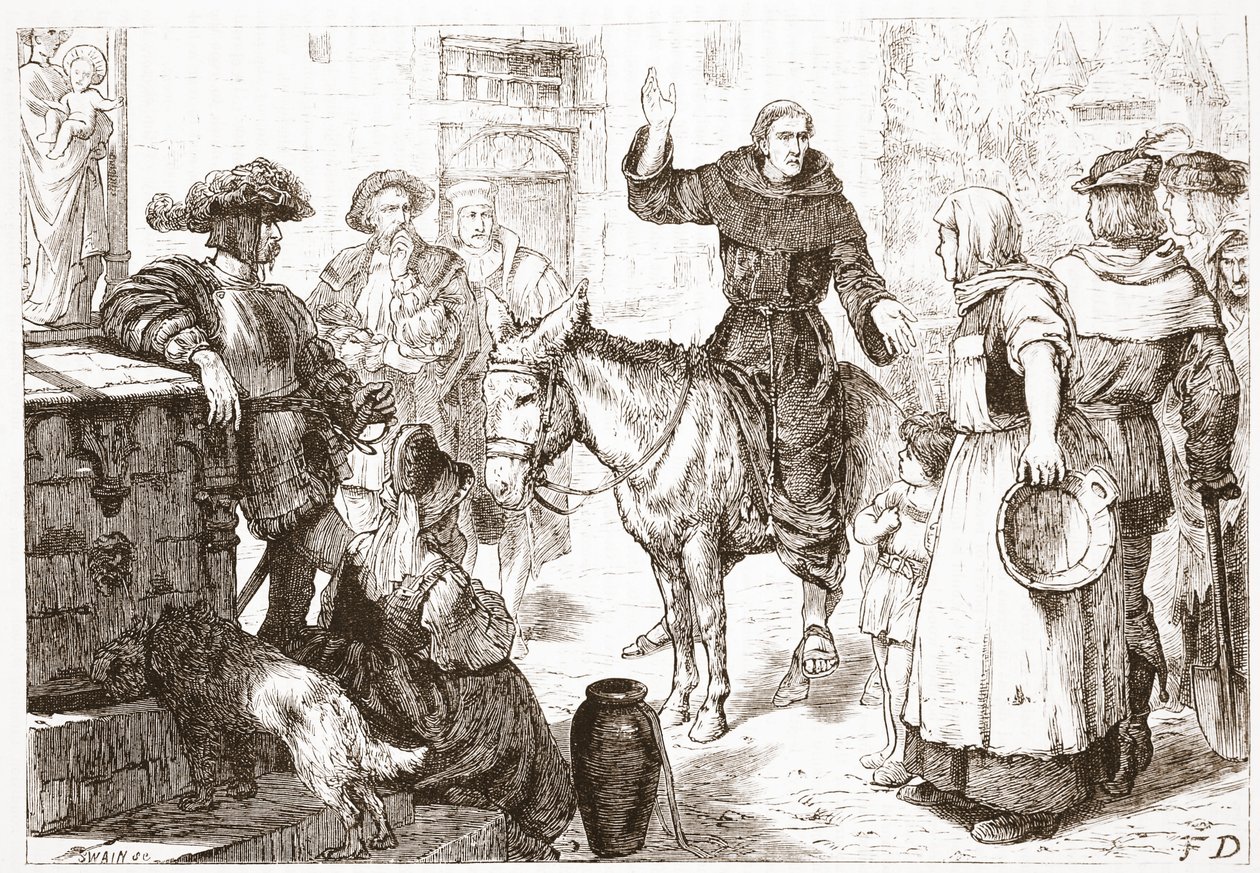 Francis Lambert Preaching, illustration fra The History of Protestantism af James Aitken Wylie (1808-1890), pub. 1878 af English School