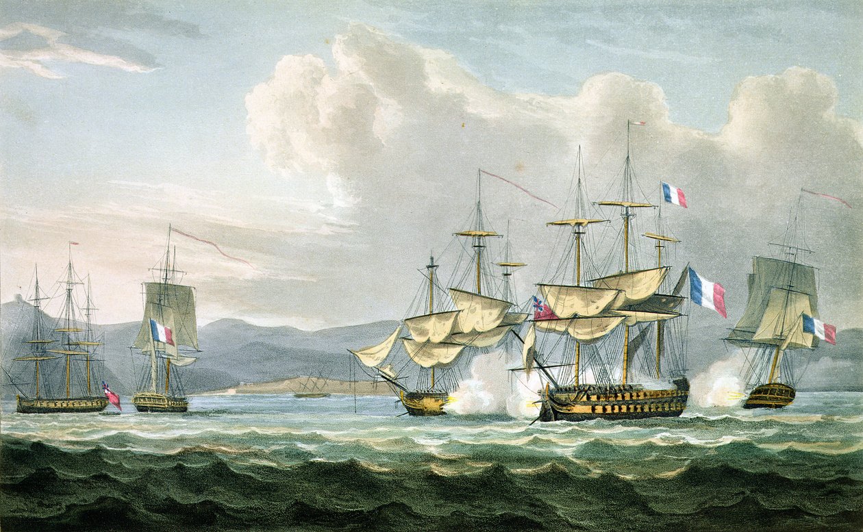 Fregataktion i Vizagapatam Roads, ud for Indien, 18. september 1804, indgraveret af T. Sutherland for The Naval Chronology of Great Britain af J. Ralfe, udgivet 1820 af English School