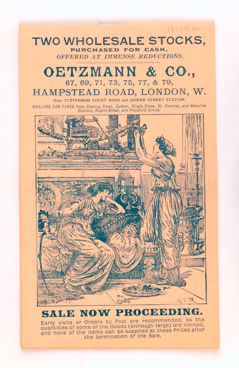 Forside fra et Oetzmann & Co.-katalog, ca. 1885-90 (tryk) af English School