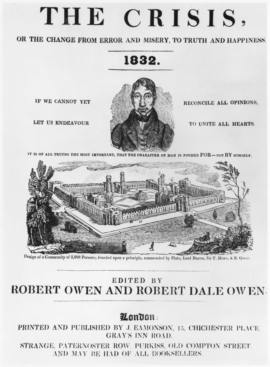 Forside af The Crisis, redigeret af Robert Owen (1771-1858) og Robert Dale Owen (1801-77) London, 1832 af English School