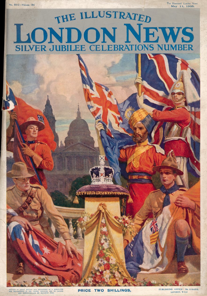Forsiden af The Illustrated London News Silver Jubilee Celebrations Number, 11. maj 1935 af English School