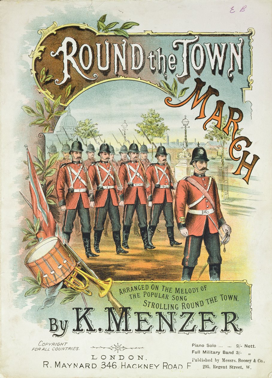 Forside af noderne til Round the Town March af K. Menzer af English School