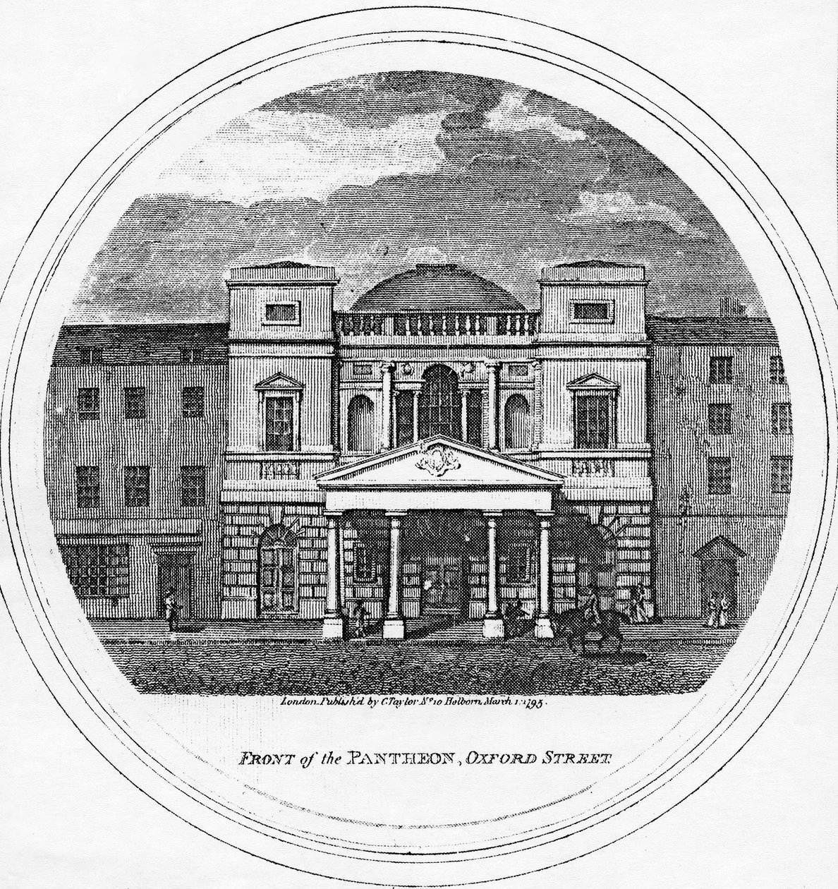 Foran Pantheon, Oxford Street, 1795 af English School