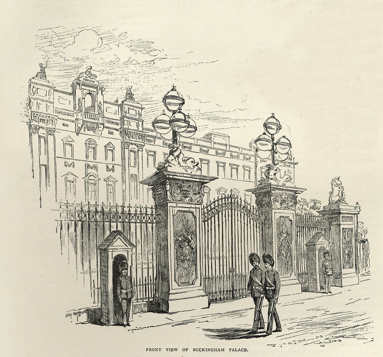 Forside af Buckingham Palace, fra "Leisure Hour", 1888 af English School