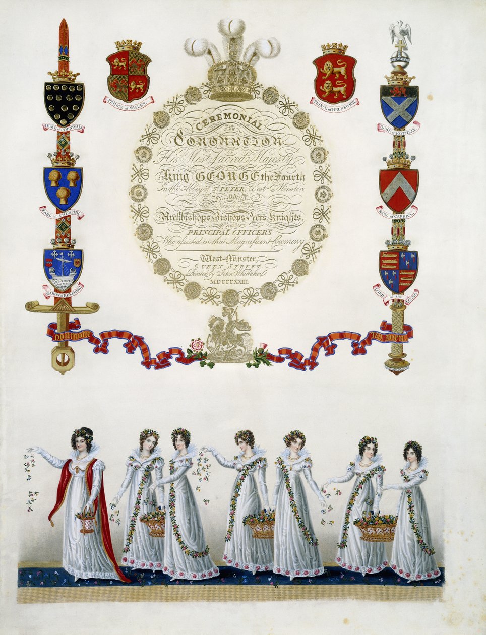 Frontispiece, from "Ceremonial of the Coronation of his Most Sacred Majesty King George the Fourth", by John Whittaker, 1823dani af English School