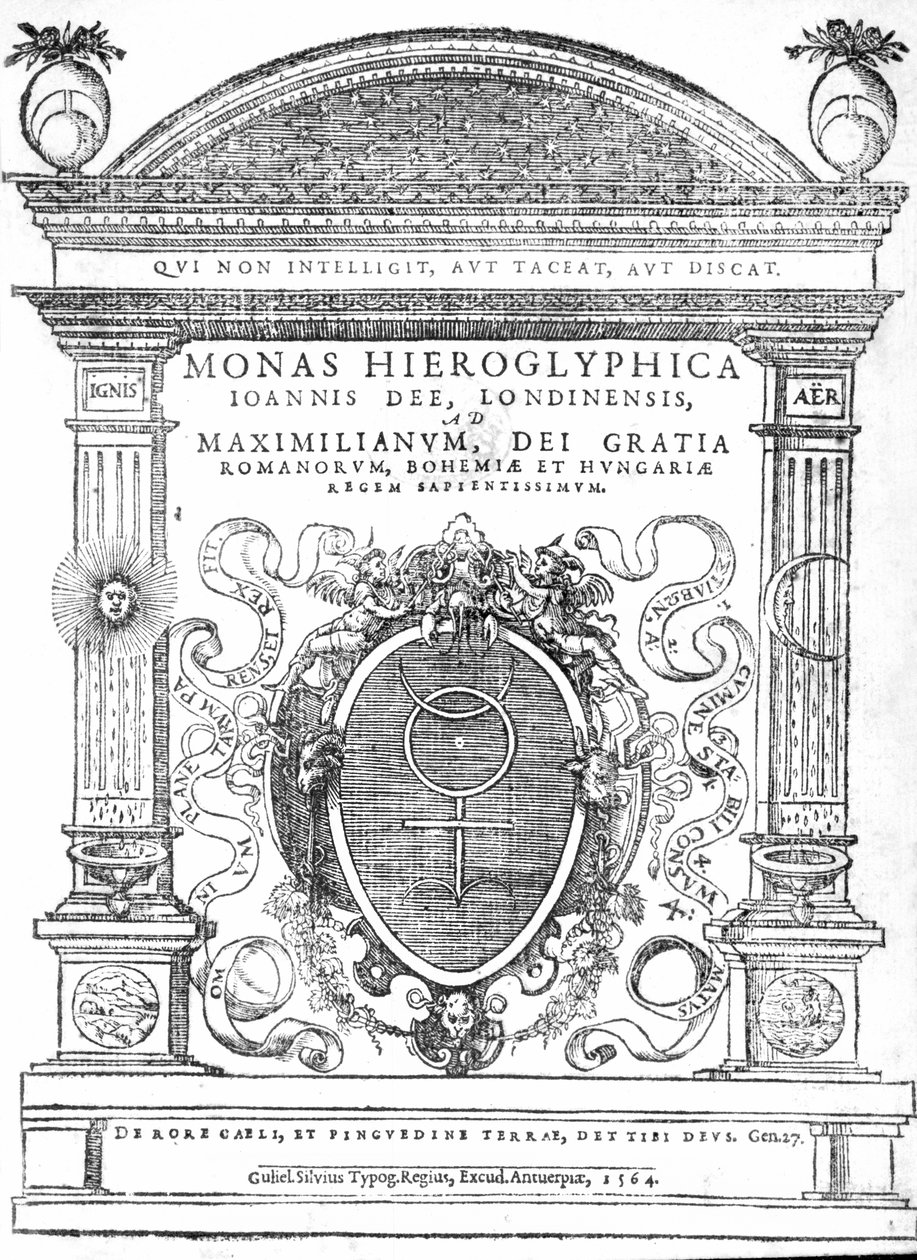 Frontispice fra Monas Hieroglyphica af John Dee, udgivet i 1564 (tryk) af English School
