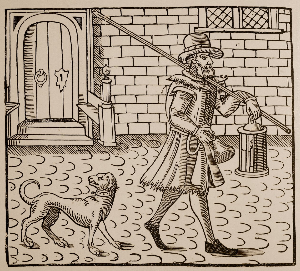 Frontispice fra The Bellman of London, af Thomas Dekker (1572-1632), 1616 (sepia foto) af English School