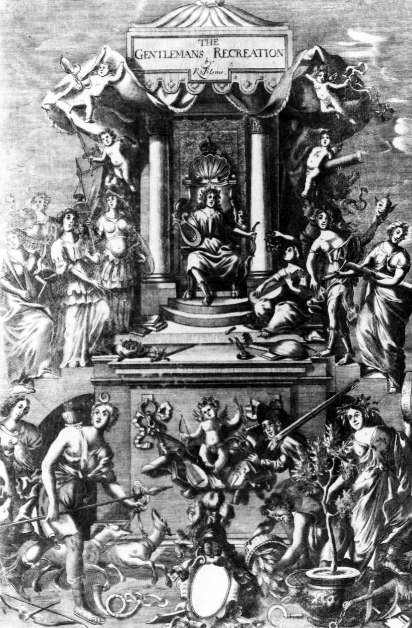 Frontispice fra The Gentlemans Recreation udgivet af Richard Blome, 1686 af English School