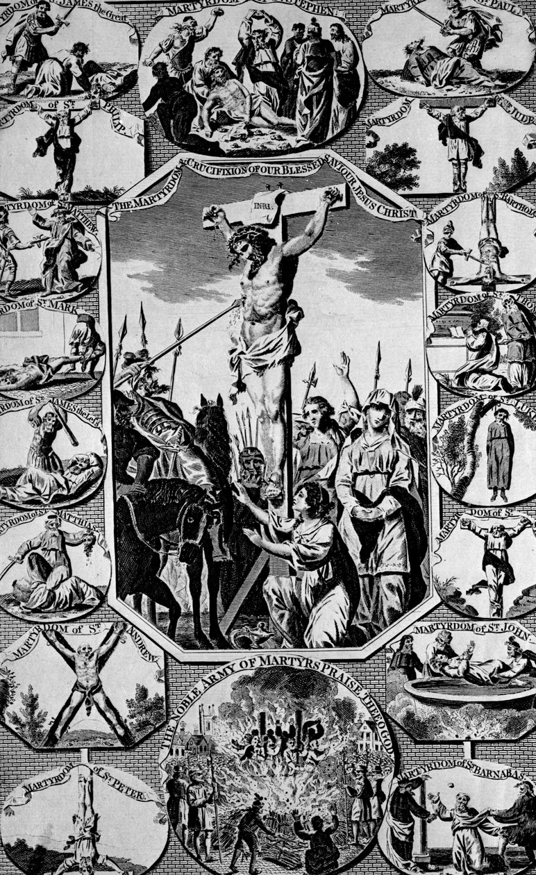 Frontispice fra The New and Complete Book of Martyrs af Paul Wright af English School