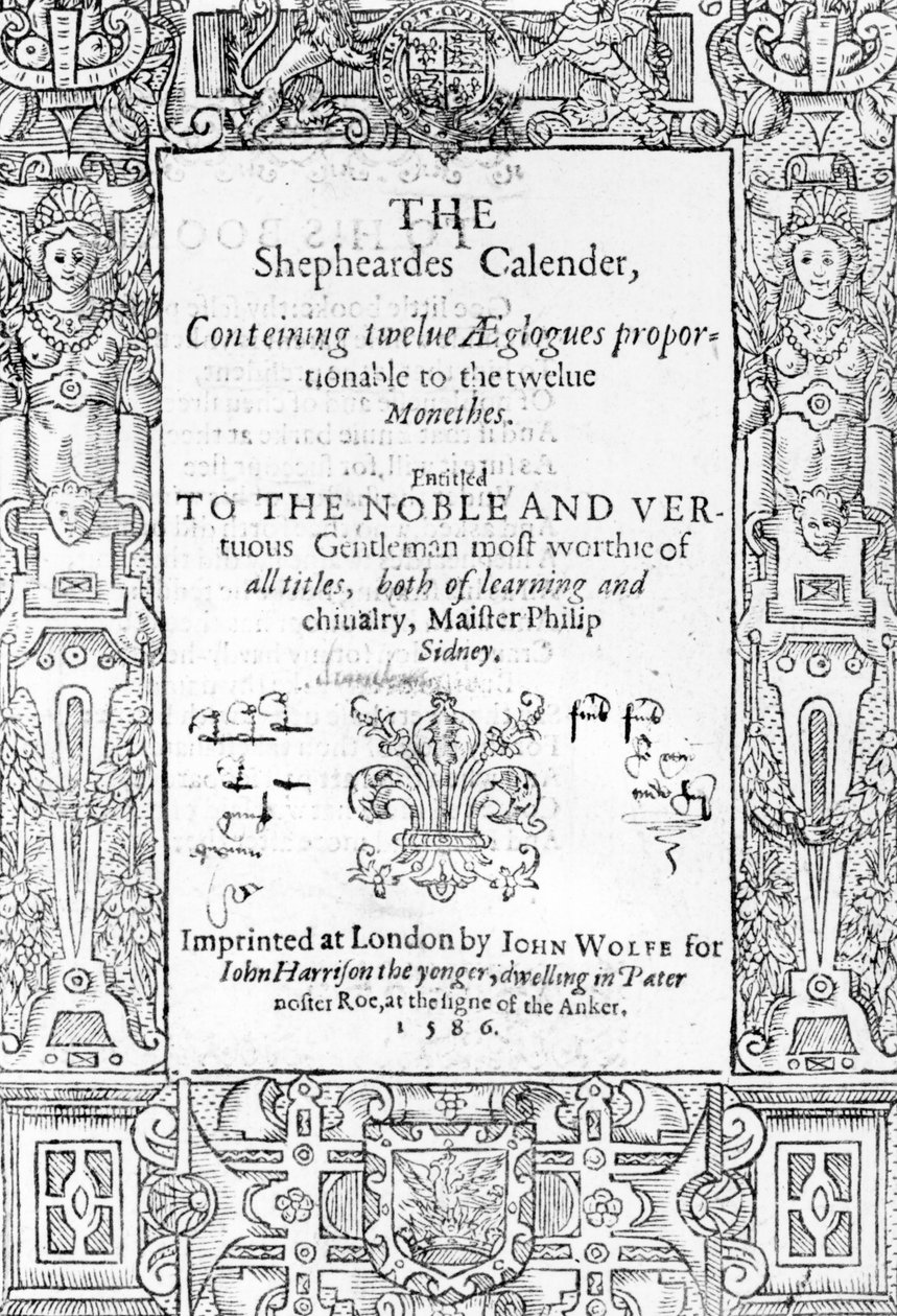Frontispice af The Shephardes Calender af Esmond Spenser (1552-99), udgivet 1586 af English School