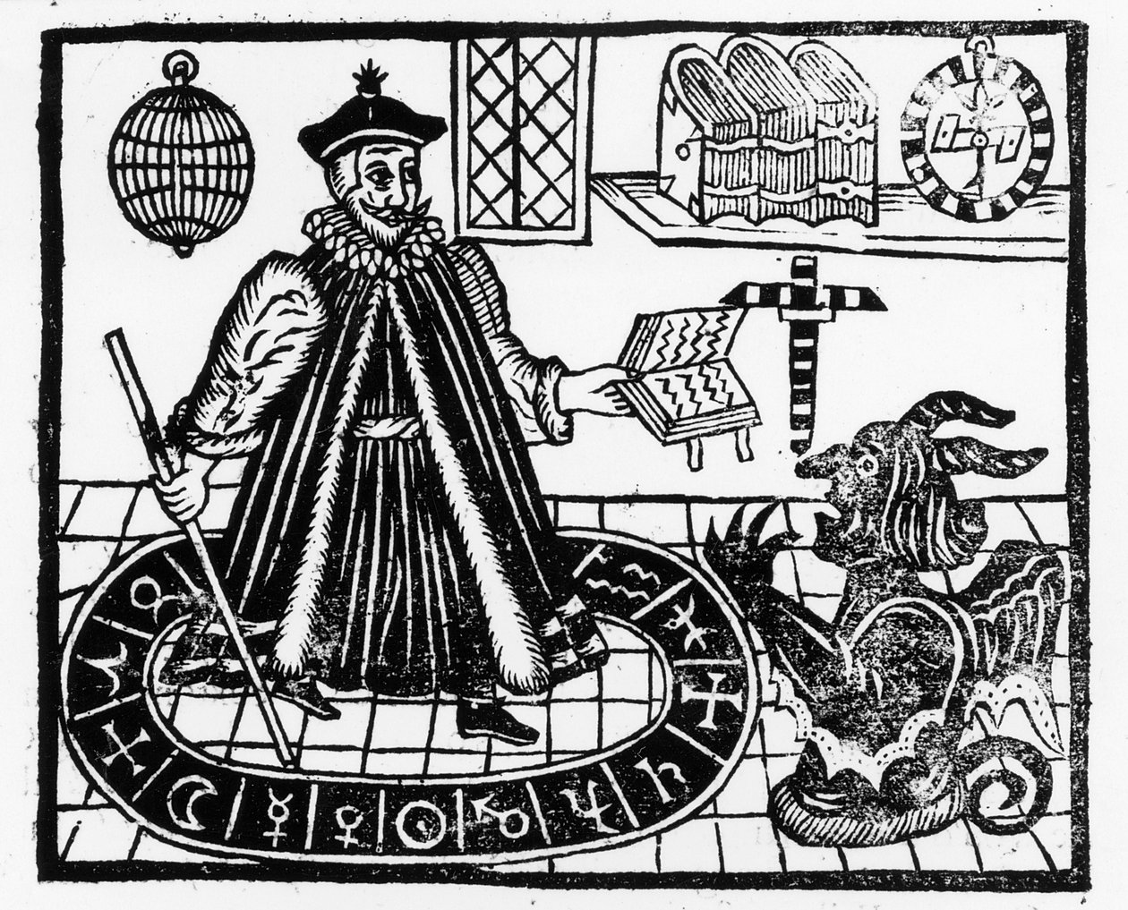 Frontispice af The Tragicall History of the Life and Death of Doctor Faustus, af Christopher Marklin, ca. 1616 af English School