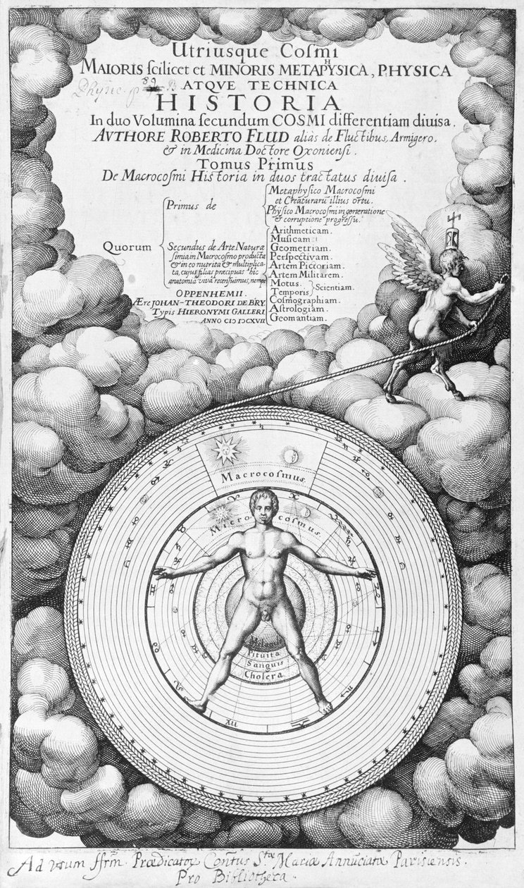 Frontispice of Utriusque Cosmi Historia af Robert Fludd (1574-1637) bind I, udgivet af Oppenheim 1617 af English School