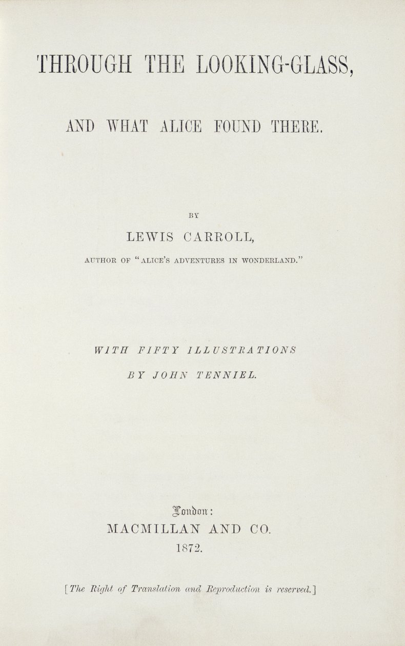 Frontispice til Alice Through the Looking-Glass af Lewis Carroll (1833-98), udgivet af Macmillan, 1872 af English School
