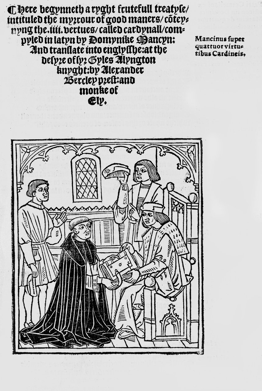 Frontispice til Mirror of good manners 1523 af English School