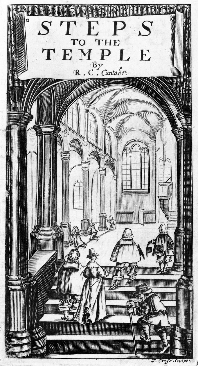 Frontispice til Steps to the Temple af Richard Crashaw, indgraveret af J. Cross, 1648 af English School