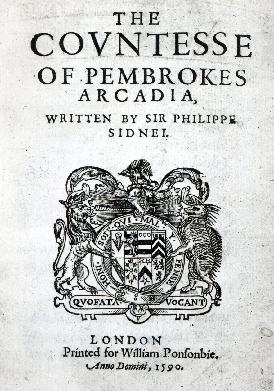 Frontispice til grevinden af Pembrokes Arcadia af Sir Philip Sidney, 1590 af English School