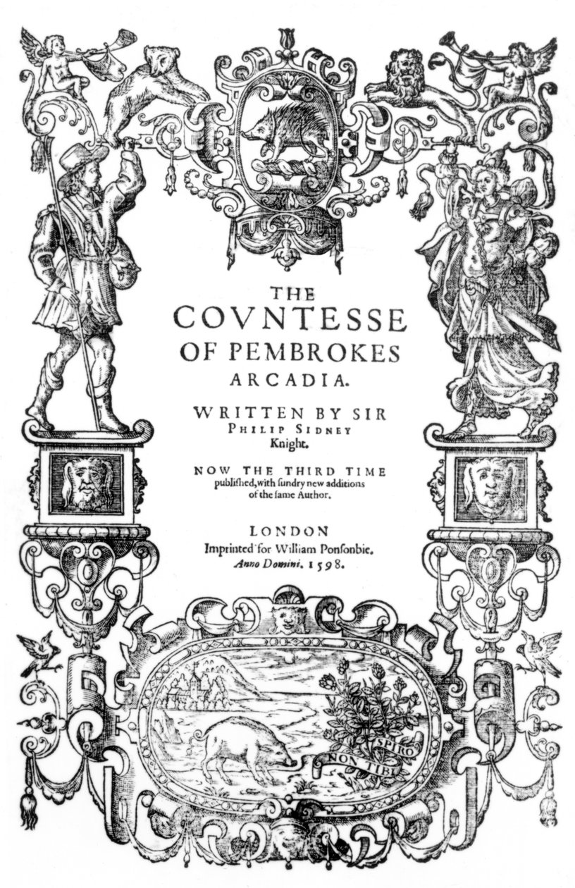 Frontispice til grevinden af Pembrokes Arcadia af Sir Philip Sidney, 1598 af English School