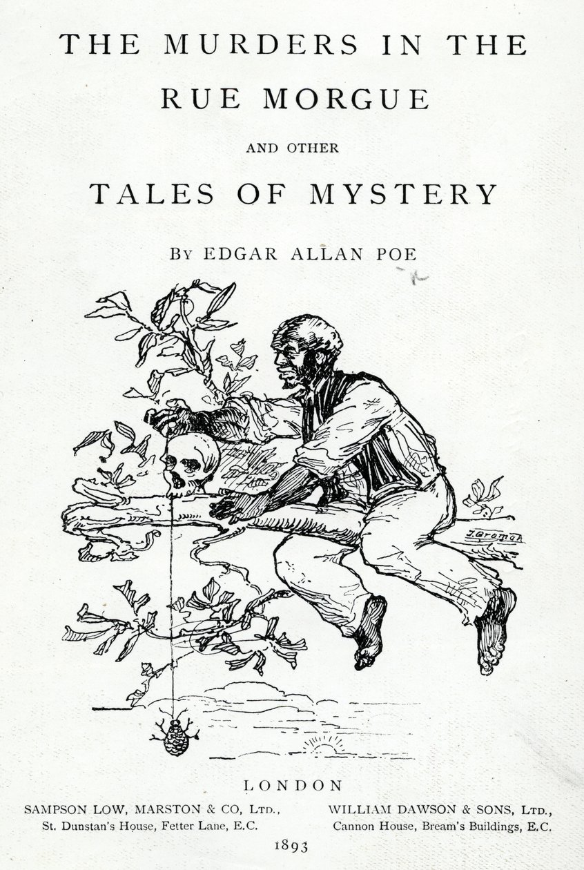 Frontispice til The Murders in the Rue Morgue and other Tales of Mystery af Edgar Allan Poe, udgivet i 1893 af English School