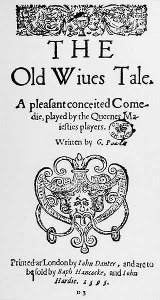 Frontispice til The Old Wives Tales af George Peele (1556-96) 1595 af English School