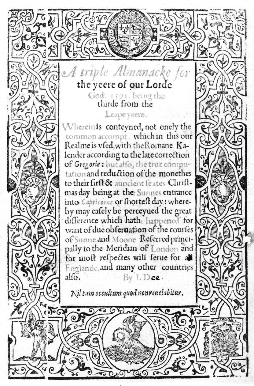 Frontispice til en romersk kalender, 1591 af English School