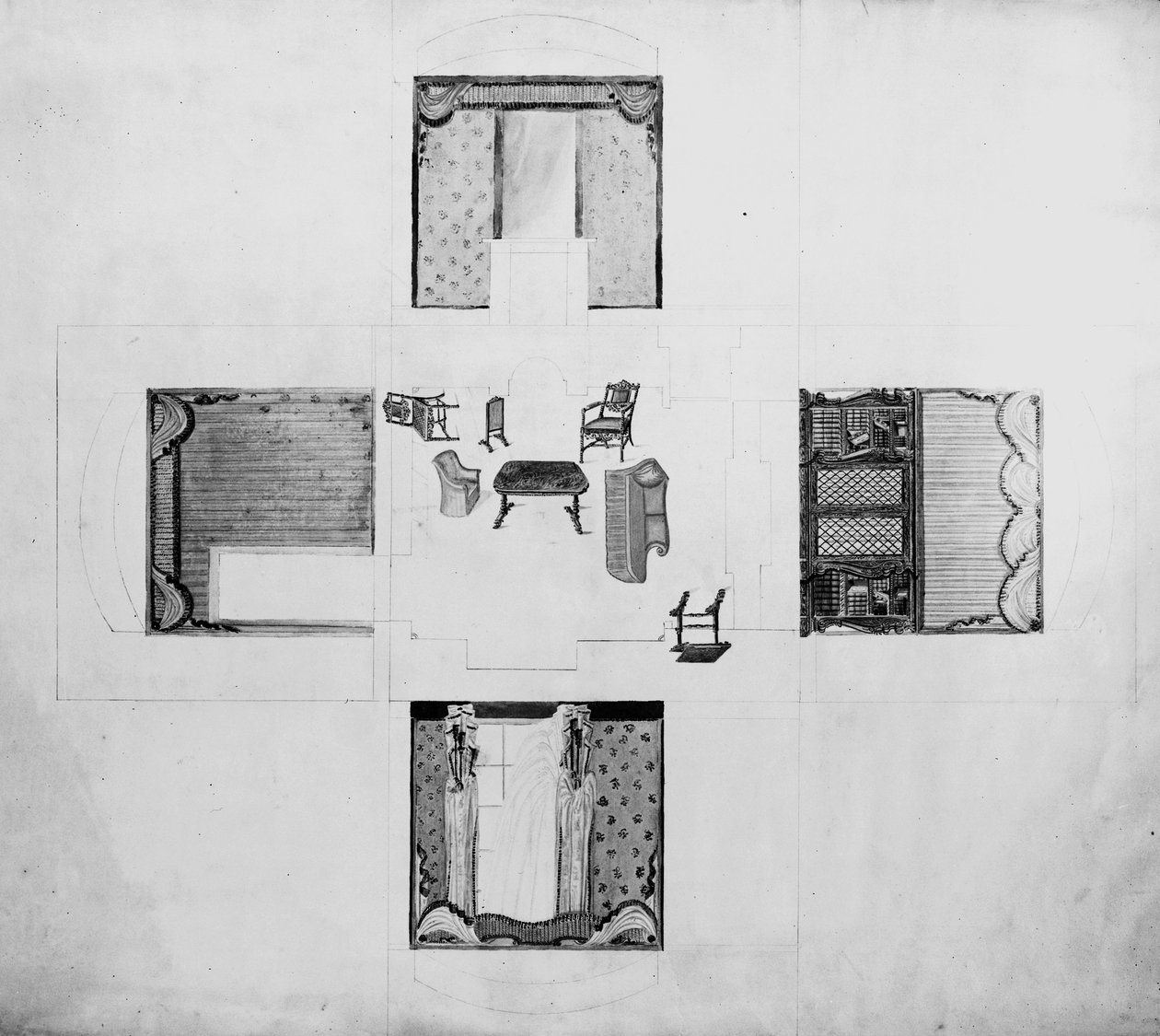 Inventar til en lille stue, Gillows and Co, 1822 af English School